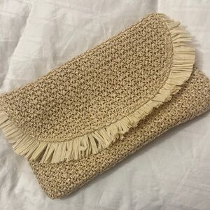 Tan Woven Clutch